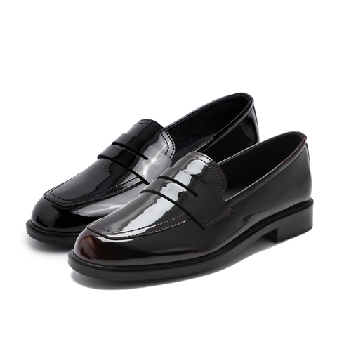 BELLE/百丽牛剖层皮革女乐福鞋皮鞋10413AM0