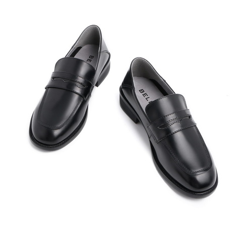 BELLE/百丽复古英伦风牛皮革女乐福鞋皮鞋26022AM0