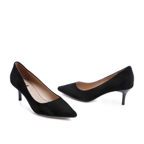 百丽高跟鞋女春季新品商场同款绒面通勤细跟单鞋U9P1DAQ0