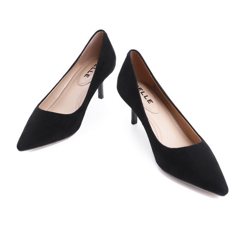 百丽高跟鞋女春季新品商场同款绒面通勤细跟单鞋U9P1DAQ0