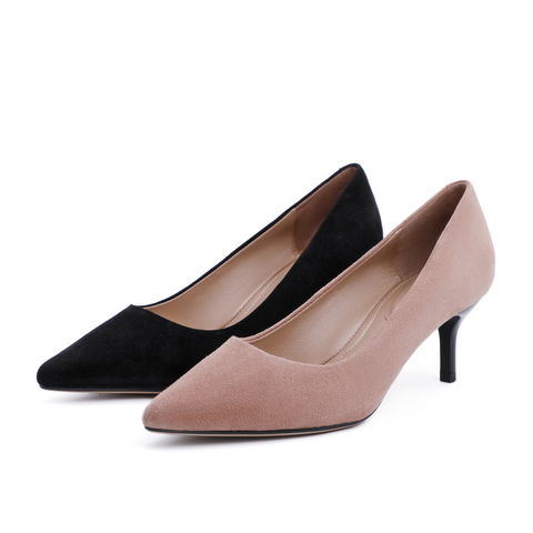 百丽高跟鞋女春季新品商场同款绒面通勤细跟单鞋U9P1DAQ0