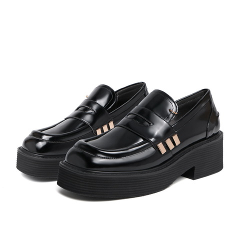 BELLE/百丽人造革女厚底乐福鞋皮鞋19016AM0