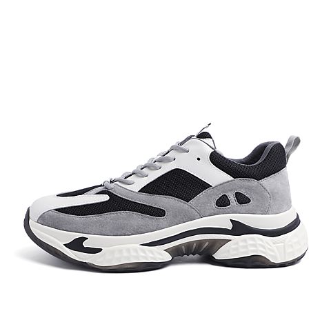 BELLE/百丽猪皮革/复合材料/织物男老爹旅游鞋19127AM0