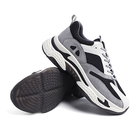 BELLE/百丽猪皮革/复合材料/织物男老爹旅游鞋19127AM0