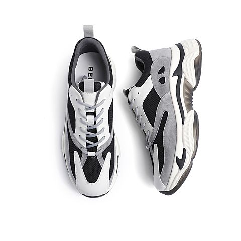 BELLE/百丽猪皮革/复合材料/织物男老爹旅游鞋19127AM0