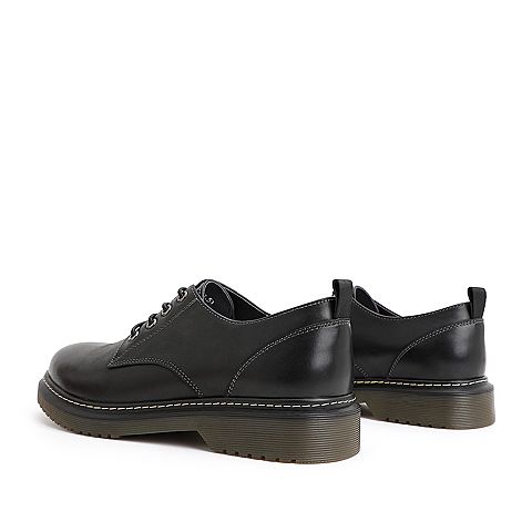 百丽休闲低帮马丁鞋男春季新款牛皮商务休闲系带工装鞋28137AM9