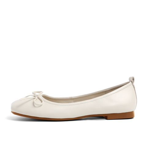 百丽平底单鞋女秋商场新款蝴蝶结复古方头奶奶鞋V3X1DCQ0