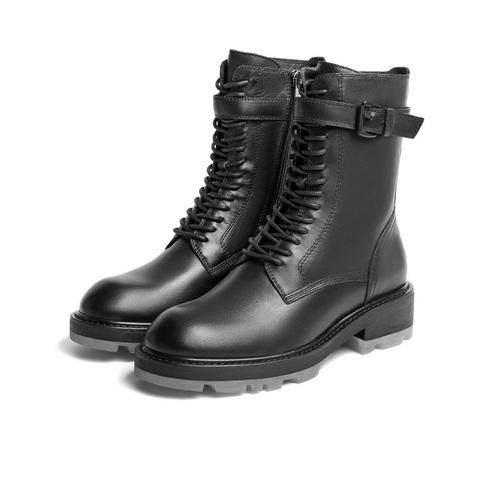 百丽同款冬新商场同款ins厚底机车女马丁靴V5T1DDZ0