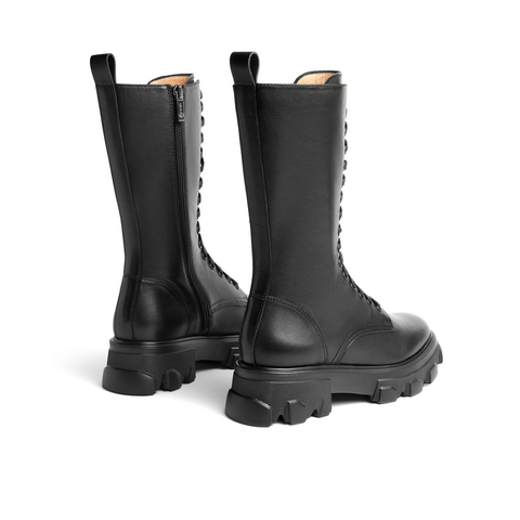 百丽同款马丁靴女冬新商场同款英伦中筒皮靴3BJ63DZ0