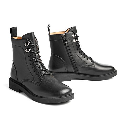 百丽厚底马丁靴英伦风女冬商场新款ins皮短靴3AU41DD0