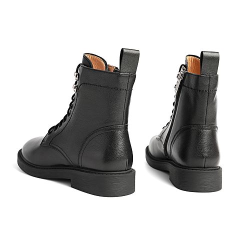 百丽厚底马丁靴英伦风女冬商场新款ins皮短靴3AU41DD0