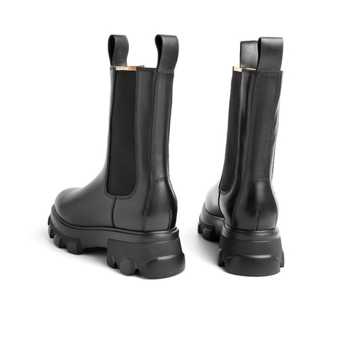 百丽厚底切尔西靴女冬商场新款英伦风烟筒皮靴3BJ64DZ0