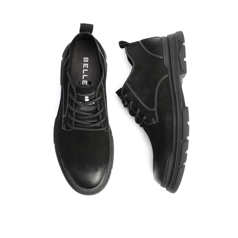 百丽冬新商场同款磨砂牛皮革男休闲潮酷厚底工装短靴D1R40DD0