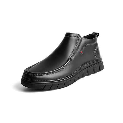 百丽商务靴冬新商场同款牛皮革男高帮休闲鞋短靴加绒6ZX02DD0