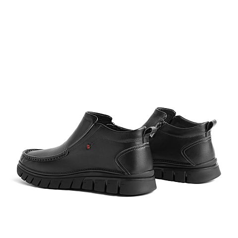 百丽商务靴冬新商场同款牛皮革男高帮休闲鞋短靴加绒6ZX02DD0