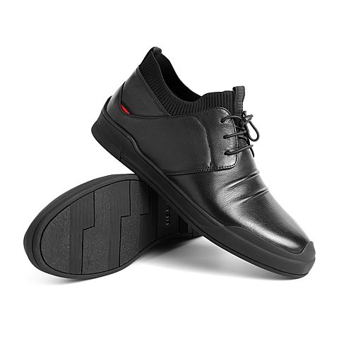 百丽短靴冬新商场同款牛皮革/纺织品男商务休闲靴6ZU01DD0