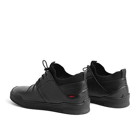 百丽短靴冬新商场同款牛皮革/纺织品男商务休闲靴6ZU01DD0