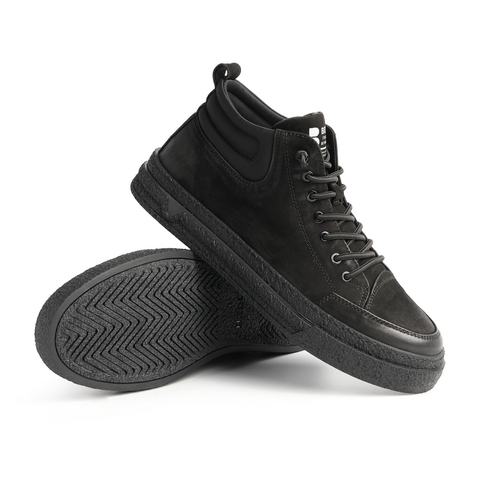 百丽冬新商场同款磨砂牛皮革男黑色休闲短靴加绒里7AZ01DD0