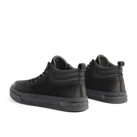 百丽冬新商场同款磨砂牛皮革男黑色休闲短靴加绒里7AZ01DD0