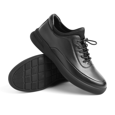 百丽皮鞋冬新商场同款磨砂牛皮革黑色男商务休闲鞋7BB01DM0