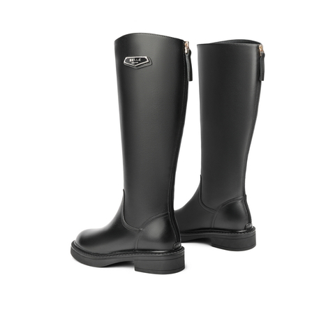 百丽厚底骑士靴女冬新商场同款长靴牛皮革女皮靴绒V9W1DDG0