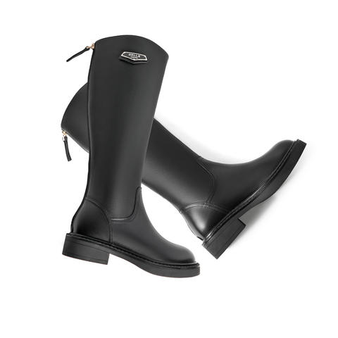 百丽厚底骑士靴女冬新商场同款长靴牛皮革女皮靴绒V9W1DDG0