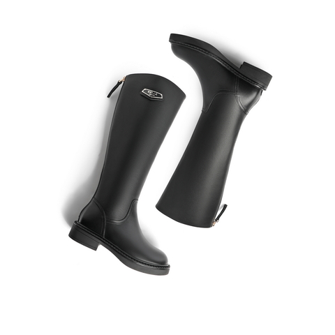 百丽厚底骑士靴女冬新商场同款长靴牛皮革女皮靴绒V9W1DDG0