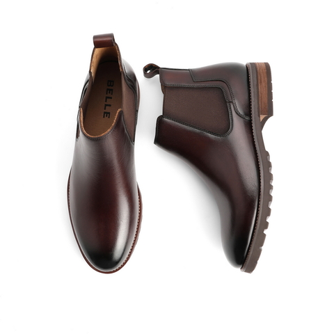 百丽时尚切尔西靴男冬新款ins英伦风低帮短靴休闲皮靴52052DD0