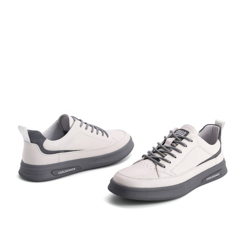 百丽低帮板鞋男2021商场同款牛皮革小白休闲鞋7CG01AM1