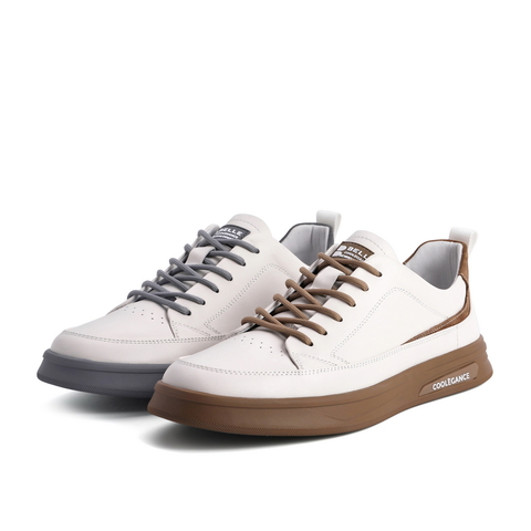 百丽低帮板鞋男2021商场同款牛皮革小白休闲鞋7CG01AM1