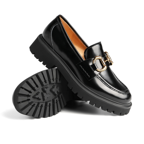 百丽厚底乐福鞋女2021款复古英伦风牛皮制服JK单鞋3ZHB8AA1