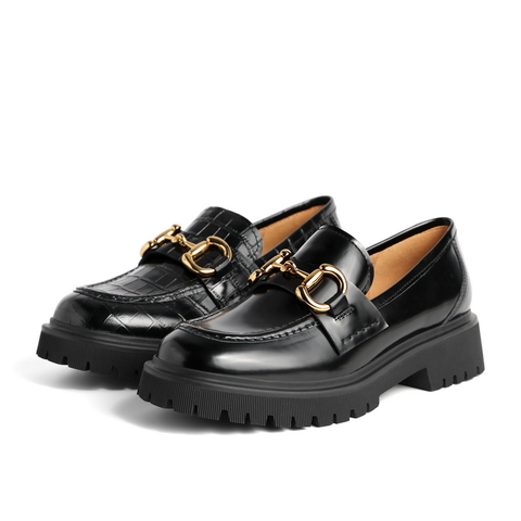 百丽厚底乐福鞋女2021款复古英伦风牛皮制服JK单鞋3ZHB8AA1