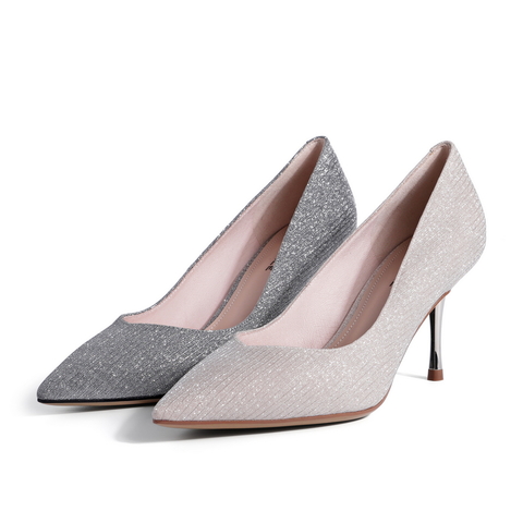 百丽细高跟鞋女2021春新商场同款亮片宴会时尚单鞋婚鞋3F204AQ1