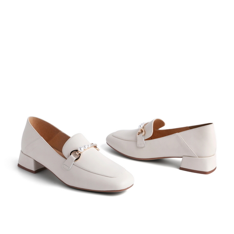 百丽粗跟乐福鞋女2021商场同款英伦风皮革女小皮鞋3E727AA1