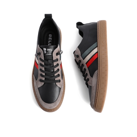 百丽板鞋男2021复古撞色潮流低帮休闲鞋小白鞋63195AM1