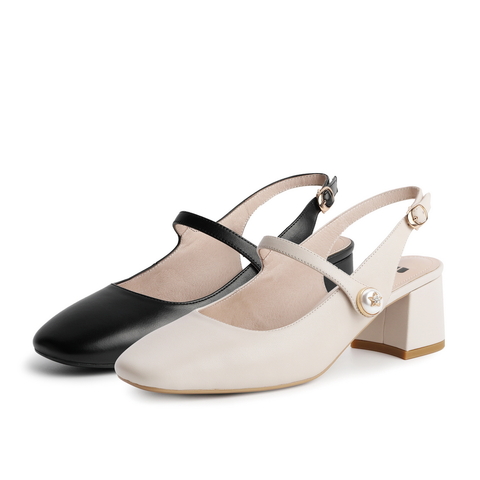 百丽复古玛丽珍鞋女2021商场同款牛皮革通勤包头凉鞋W1W1DBH1