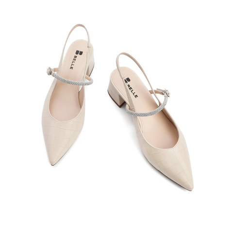 百丽2021粗高跟凉鞋女商场同款压花皮仙女风包头3IB30BH1