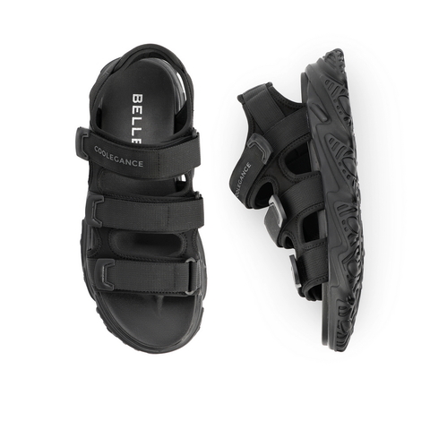 百丽沙滩凉鞋男2021魔术贴休闲运动厚底外穿潮凉鞋21270BL1