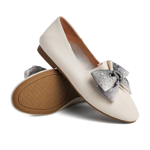 百丽通勤浅口鞋2021商场同款可爱蝴蝶结女平底单鞋W4Z1DAA1