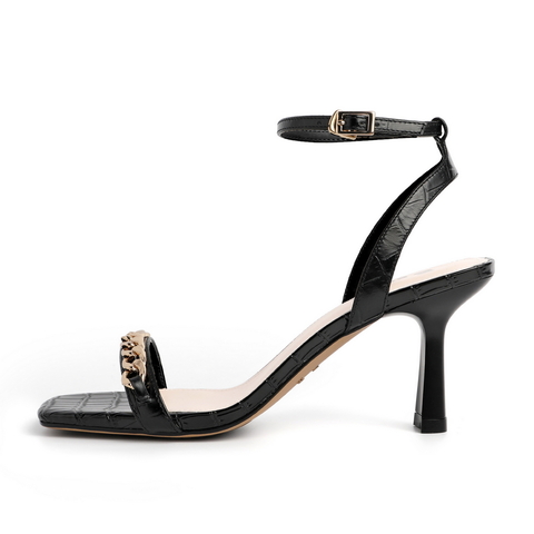 百丽同款2021商场同款细跟一字带高跟凉鞋女3NM30BL1