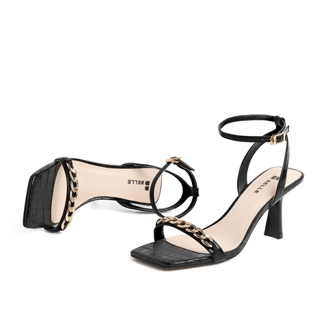 百丽同款2021商场同款细跟一字带高跟凉鞋女3NM30BL1