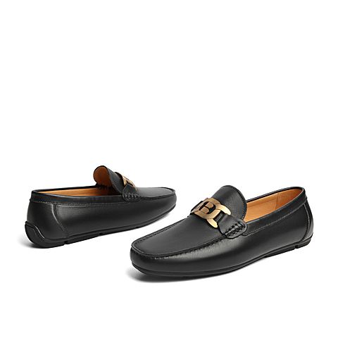 百丽时尚乐福鞋男2021商场同款牛皮革休闲豆豆鞋7FH11AM1