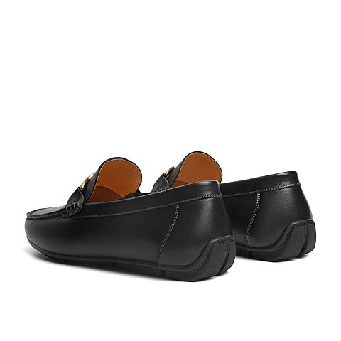 百丽时尚乐福鞋男2021商场同款牛皮革休闲豆豆鞋7FH11AM1