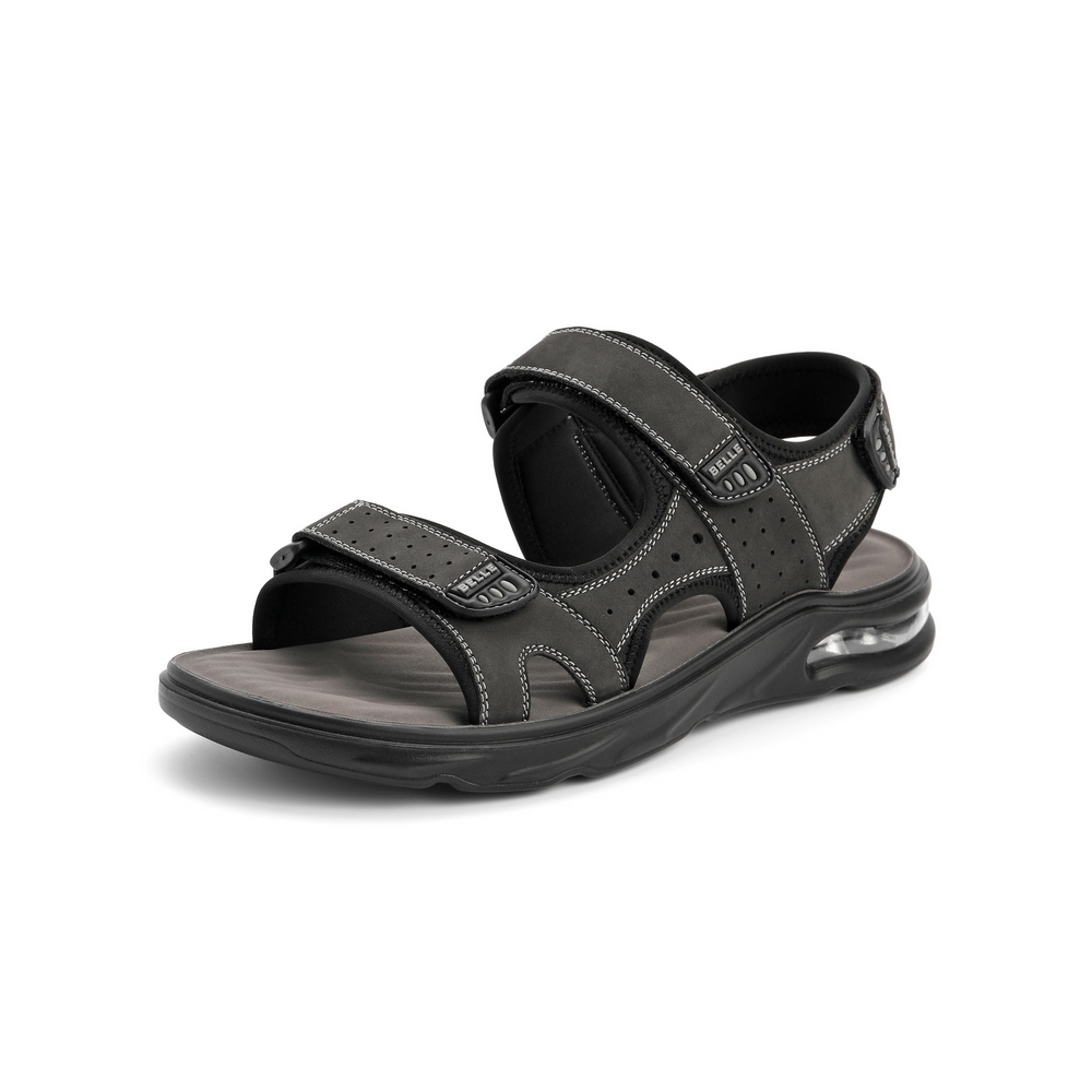 百丽户外凉鞋2021夏新牛皮革男休闲软底凉鞋沙滩鞋21019BL1