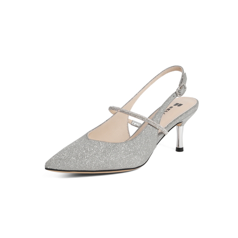 百丽优雅高跟鞋2021商场同款闪片仙女风包头凉鞋3FA33BH1