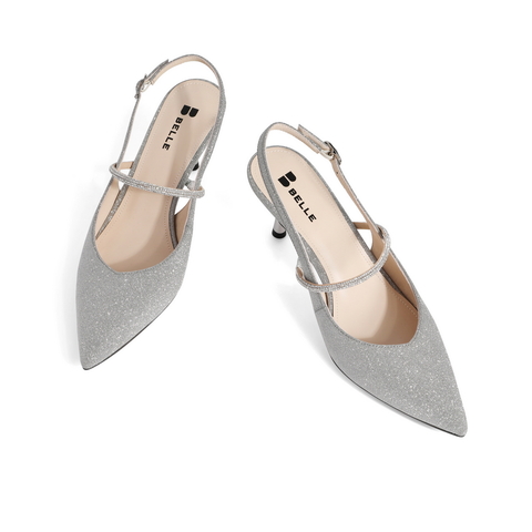 百丽优雅高跟鞋2021商场同款闪片仙女风包头凉鞋3FA33BH1