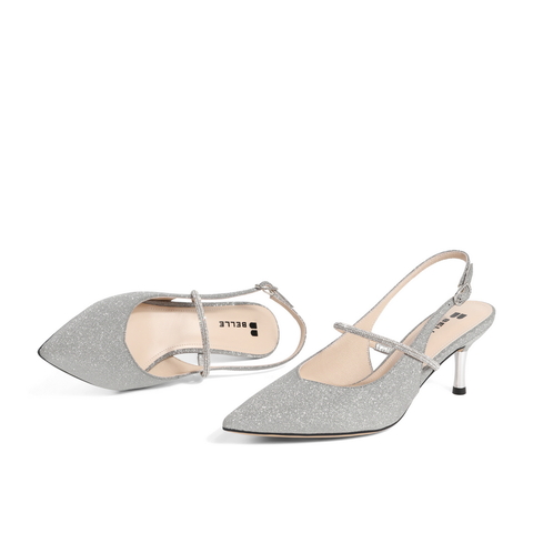 百丽优雅高跟鞋2021商场同款闪片仙女风包头凉鞋3FA33BH1