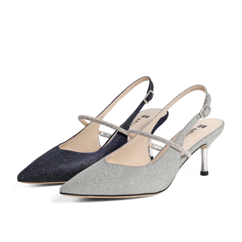 百丽优雅高跟鞋2021商场同款闪片仙女风包头凉鞋3FA33BH1