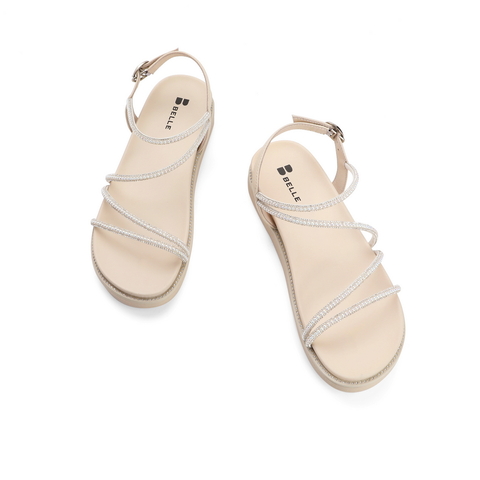 百丽2021商场同款羊皮革时尚休闲度假风罗马凉鞋女W4N2DBL1