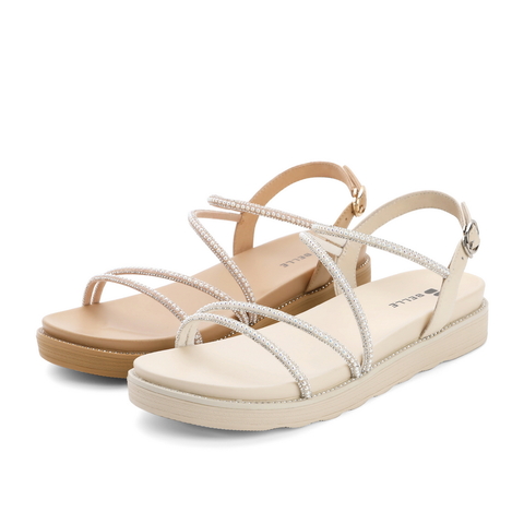 百丽2021商场同款羊皮革时尚休闲度假风罗马凉鞋女W4N2DBL1